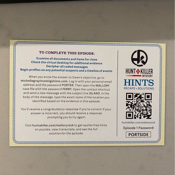 Hunt a Killer - Mallory Rock Episode One Box Set - NWT - Picture 4 of 9